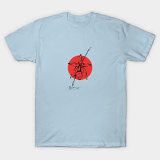 Orchid on red circle T-Shirt